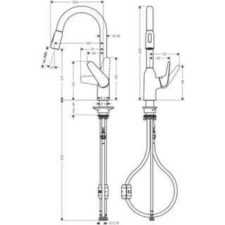 Смеситель для кухни Hansgrohe Focus M42 (71800800) (с вытяжным изливом) под сталь
