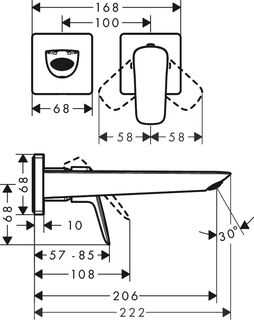 Смеситель для раковины Hansgrohe Logis Fine 71256000S со скрытой частью (71256000+13622180) настенный