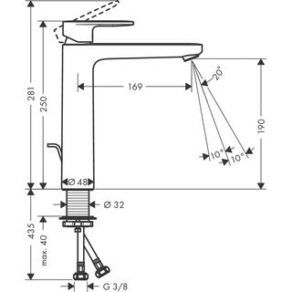 Смеситель для раковины Hansgrohe Vernis Blend (71552670) 190 мм push-open, черный матовый