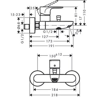 Смеситель для ванны Hansgrohe Rebris S (72440000)