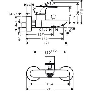 Смеситель для ванны Hansgrohe Rebris S (72443000)