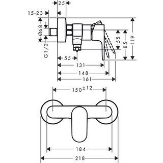 Смеситель для душа Hansgrohe Rebris S (72643670) чёрный матовый