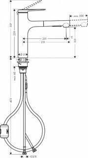 Смеситель для кухни Hansgrohe Zesis M33 (74801800) с вытяжным душем, сталь