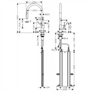 Смеситель для кухни Hansgrohe Talis M54 (72803670) (с вытяжным изливом) sBox, чёрный матовый