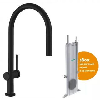 Смеситель для кухни Hansgrohe Talis M54 (72803670) (с вытяжным изливом) sBox, чёрный матовый
