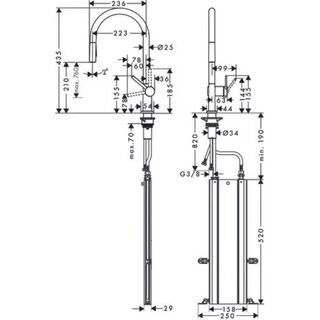 Смеситель для кухни Hansgrohe Talis M54 (72800670) (с вытяжным изливом) чёрный матовый