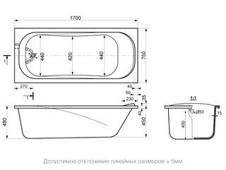 Ванна из литьевого мрамора Delice Triumph (DLR330011) 170x75