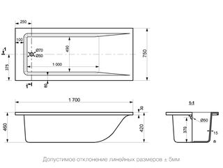 Ванна из литьевого мрамора Delice Diapason (DLR330006) 170х75