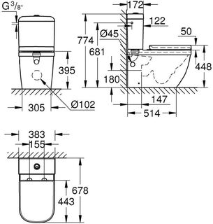 Унитаз напольный Grohe Euro Ceramic 39462000 безободковый (микролифт)