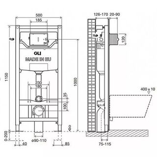 Инсталляция OLI 120 ECO Sanitarblock pneumatic (879235pKA00) с кнопкой хром