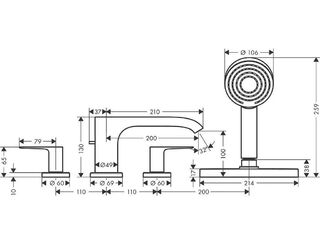 Смеситель для ванны Hansgrohe Vivenis (75444700) на борт, матовый белый