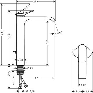 Смеситель для раковины Hansgrohe Vivenis (75040670) с донным клапаном