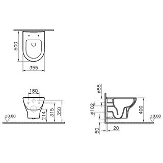 Подвесной унитаз Vitra Zentrum (5795B003-6077) безободковый с сидением SoftCLose