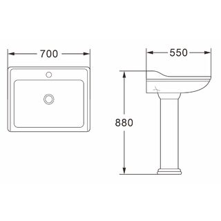 Раковина с пьедесталом AZARIO LORETTI 550х700х880 (AZ-339P)