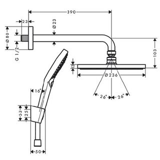 Душевая система Hansgrohe Raindance S 240 1 jet 27959670 черный матовый