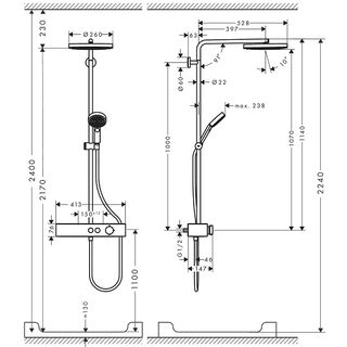 Душевая система Hansgrohe Pulsify S Showerpipe 260 1jet с ShowerTablet Select 400 24220000
