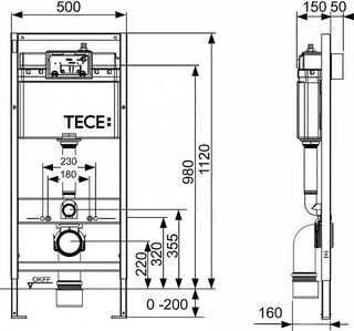 Инсталляция для подвесного унитаза Tece base 2.0 9400414 с клавишей смыва черный матовый