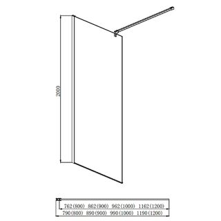 Душевая перегородка Aquatek AQ WIW 12020BL Walk in с держателем 1200x2000 профиль черный, стекло прозрачное