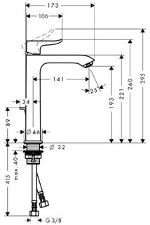 Смеситель для раковины Hansgrohe Metris 31183000 высокий