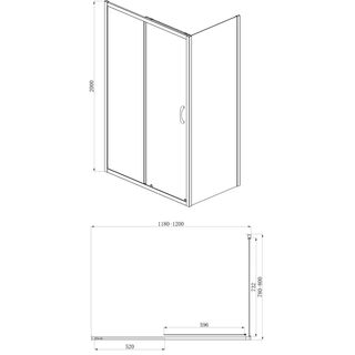 Душевой уголок Azario Milton (AZ-ND1131-L 1200 BLACK) (120х80х200 см) без поддона