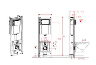 Инсталляция для подвесного унитаза D&K (DI8640116) с белой клавишей
