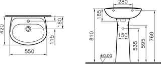 Раковина с пьедесталом Vitra Normus 9600B003-7650 (42x55x19)