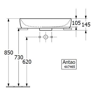 Раковина накладная Villeroy & Boch Antao 4A7465R1 CeramicPlus (650х400 мм)