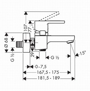 Смеситель для ванной Hansgrohe Metris S 31460000