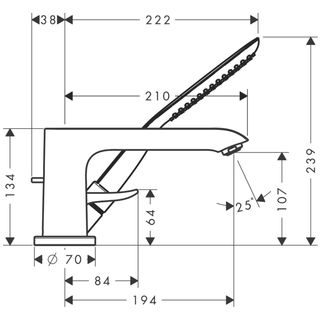Смеситель для ванны Hansgrohe Metris 31190000 на борт
