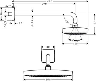 Верхний душ Hansgrohe Raindance Select Е 300 2jet 27385000