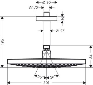 Верхний душ Hansgrohe Raindance Select S 300 2jet 27337400