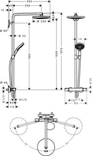 Душевая система Hansgrohe Raindance Select 240 2jet Showerpipe 27129000