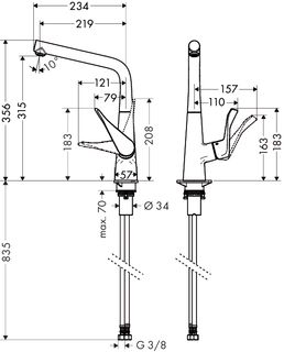Смеситель для кухни Hansgrohe Metris 14822000