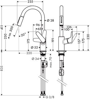 Смеситель для кухни Hansgrohe Focus 31815000 с вытяжным душем