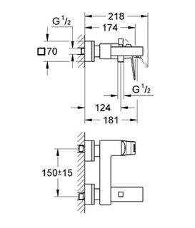 Смеситель для ванны Grohe Eurocube 23140000