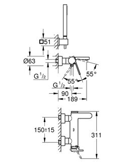 Смеситель для ванны Grohe Plus 33547003